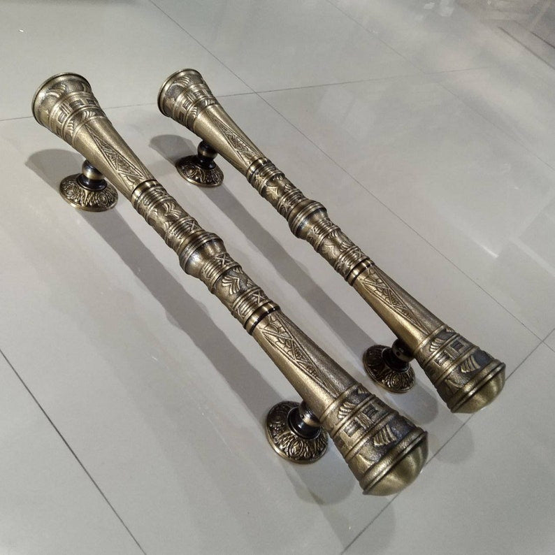2x pcs 56 cm Main Entry Door handle brass for front door, Victorian door handle, Big door handle, enterance door Handle