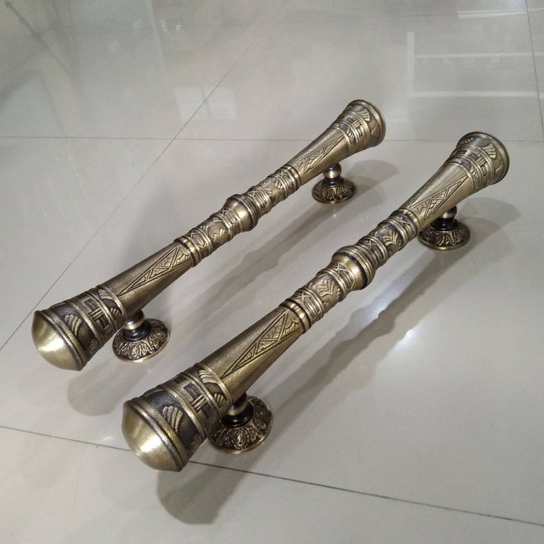 2x pcs 56 cm Main Entry Door handle brass for front door, Victorian door handle, Big door handle, enterance door Handle