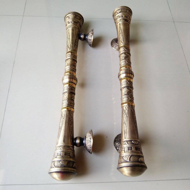 2x pcs 56 cm Main Entry Door handle brass for front door, Victorian door handle, Big door handle, enterance door Handle