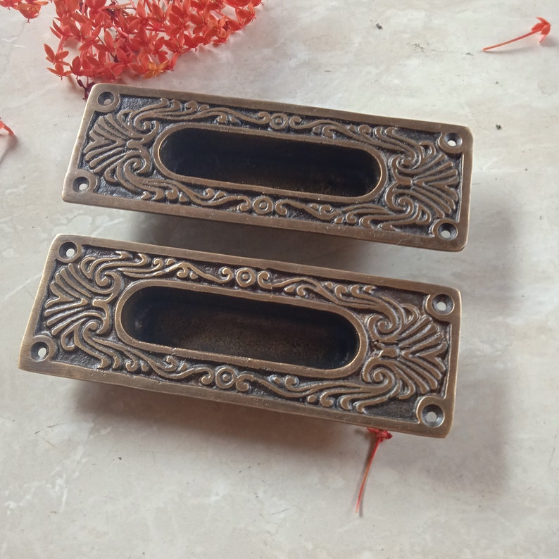 2x pcs Solid Brass Pull Sliding Door Cabinet Brass Knob Drawer Handle | Sliding door handle | sliding door pull | Brass door pull