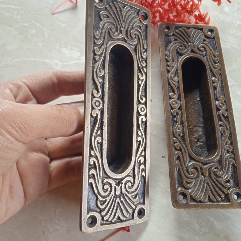 2x pcs Solid Brass Pull Sliding Door Cabinet Brass Knob Drawer Handle | Sliding door handle | sliding door pull | Brass door pull