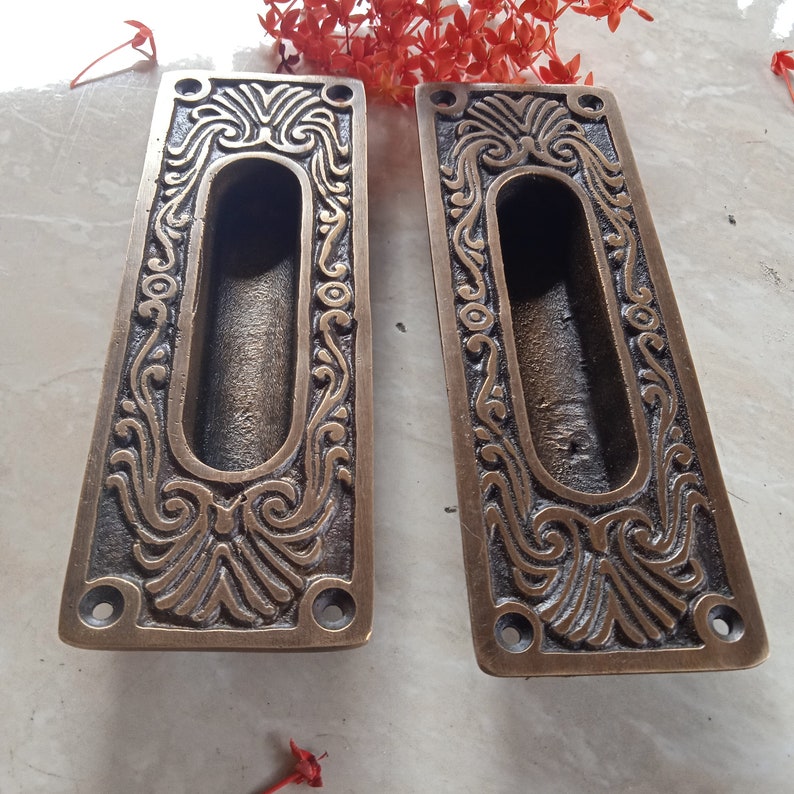 2x pcs Solid Brass Pull Sliding Door Cabinet Brass Knob Drawer Handle | Sliding door handle | sliding door pull | Brass door pull