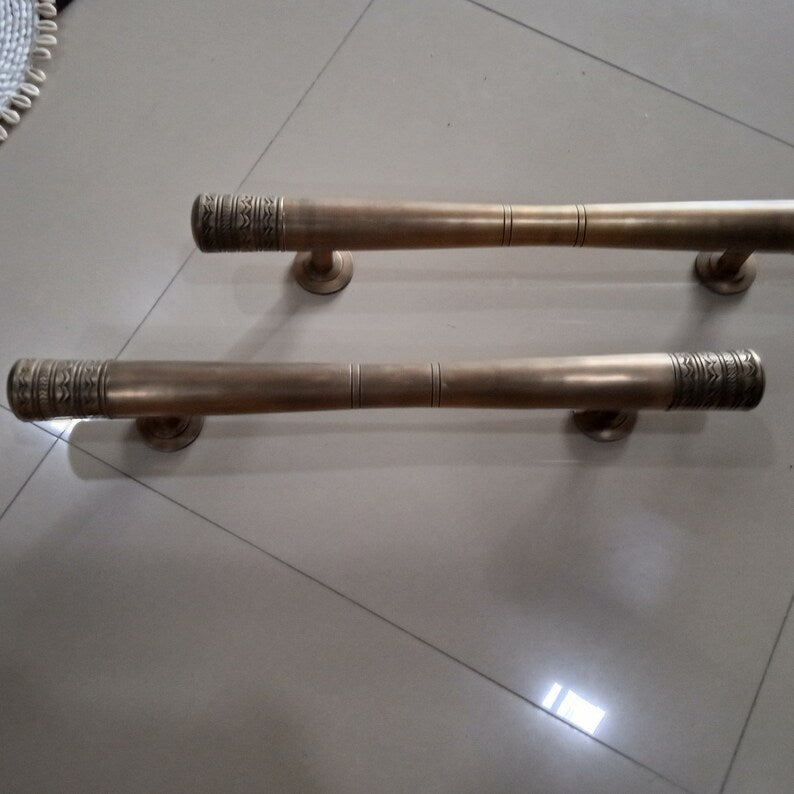 2x pcs 60 cm 23.62" Solid Brass Retro Handle Classic Front Door Handle Pulls | Entry Front Door Brass Handle Pulls