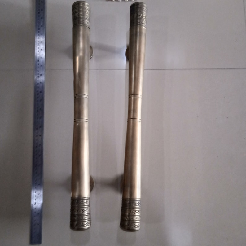 2x pcs 60 cm 23.62" Solid Brass Retro Handle Classic Front Door Handle Pulls | Entry Front Door Brass Handle Pulls