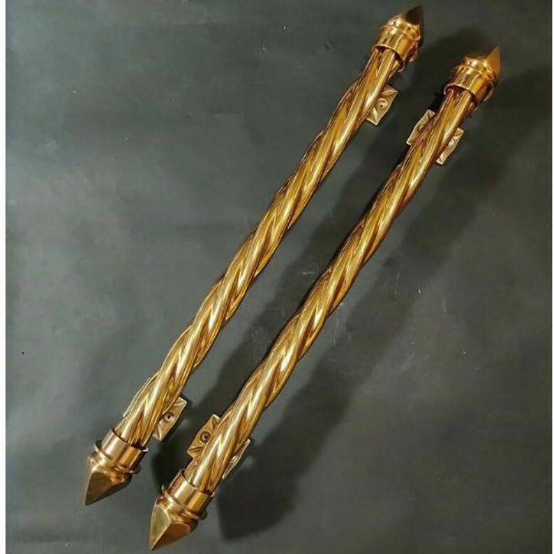 28" inches Pair Vintage Gold Taper Thread pattern Brass Door Handle - Brass Dool Pull - Brass Door Handle
