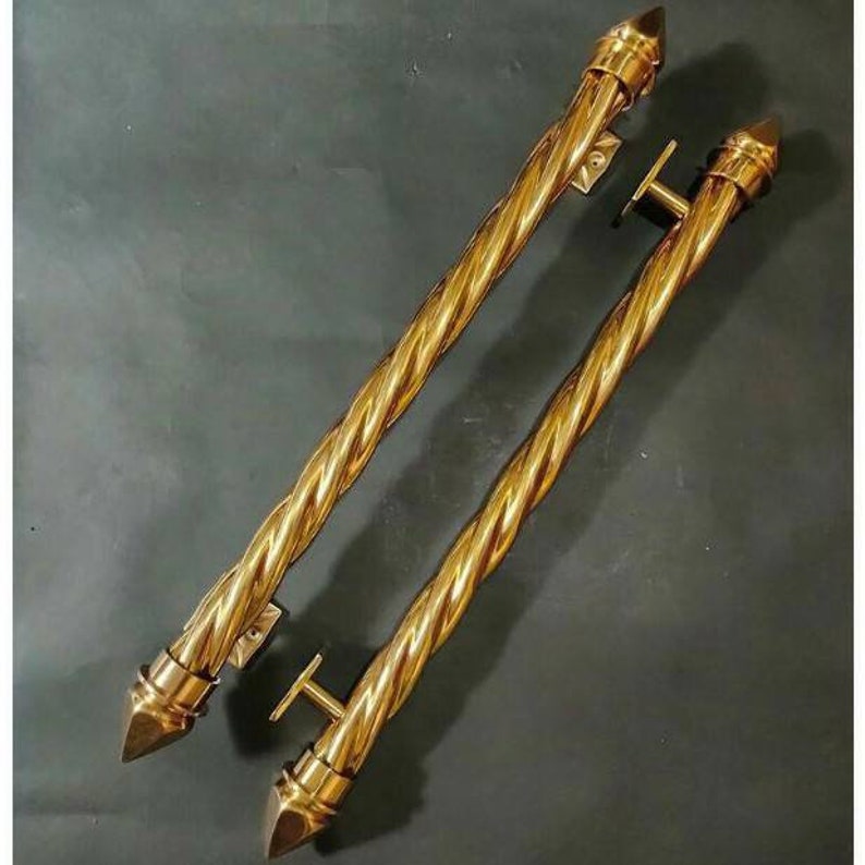 28" inches Pair Vintage Gold Taper Thread pattern Brass Door Handle - Brass Dool Pull - Brass Door Handle
