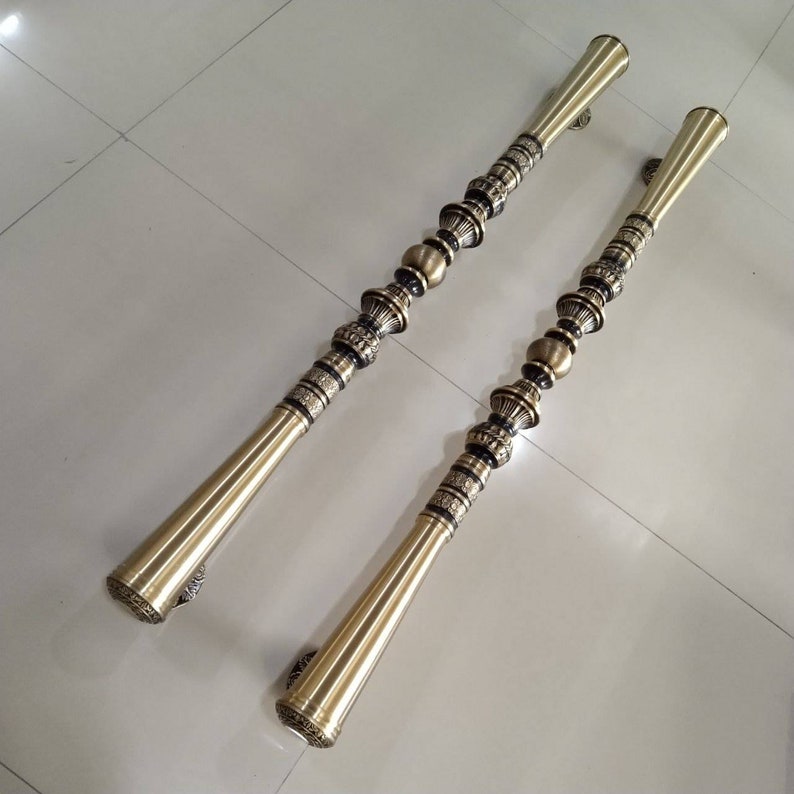 2x pcs 100 cm Very Long Pair main entry door pull handle for front door solid Brass | Brass door pull | brass door handle