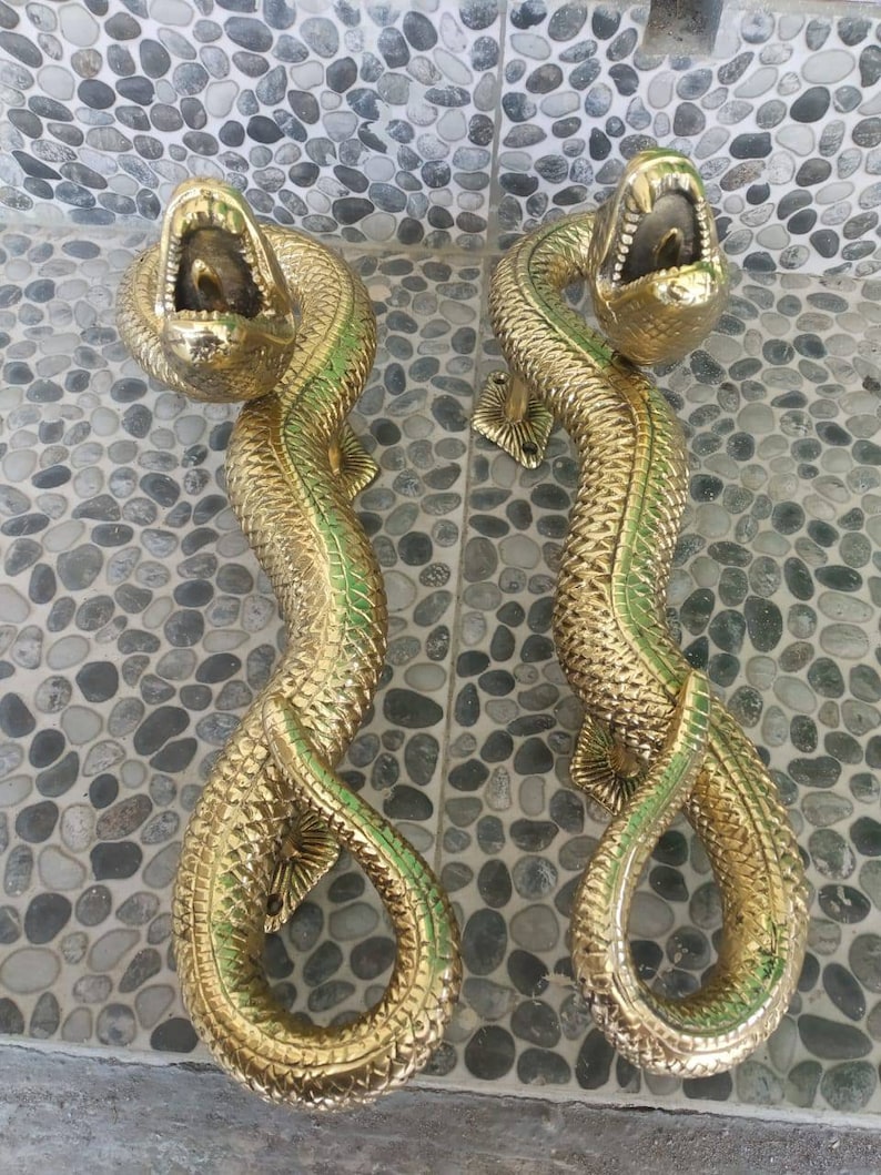 2x Left and right door Handle, Snake Handles, Rattlesnake Sculpture Handle, Entrance Door Handle, Unique Snake Pulls, Striking Snake Door opener