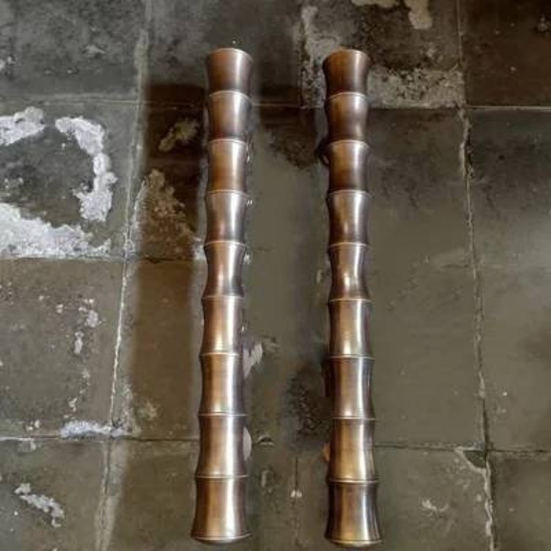 50 cm 2x Brass Bamboo Handle, Front Gate Door Handle Pulls | Main Entry Front Door Brass Handle Pulls, Bamboo door handle, Bamboo-style