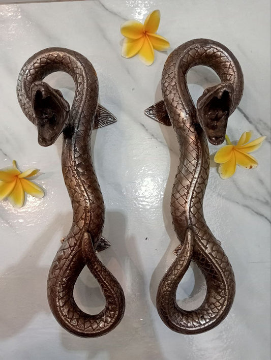 35 cm Vintage Snakes Handles Brass door handles for main entry door handles, set of 2pcs (a pair)