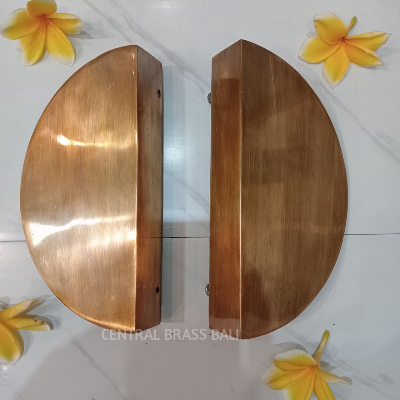 20cm Diameter, Half round Solid vintage Brass Door handle set of 2pcs (a pair)