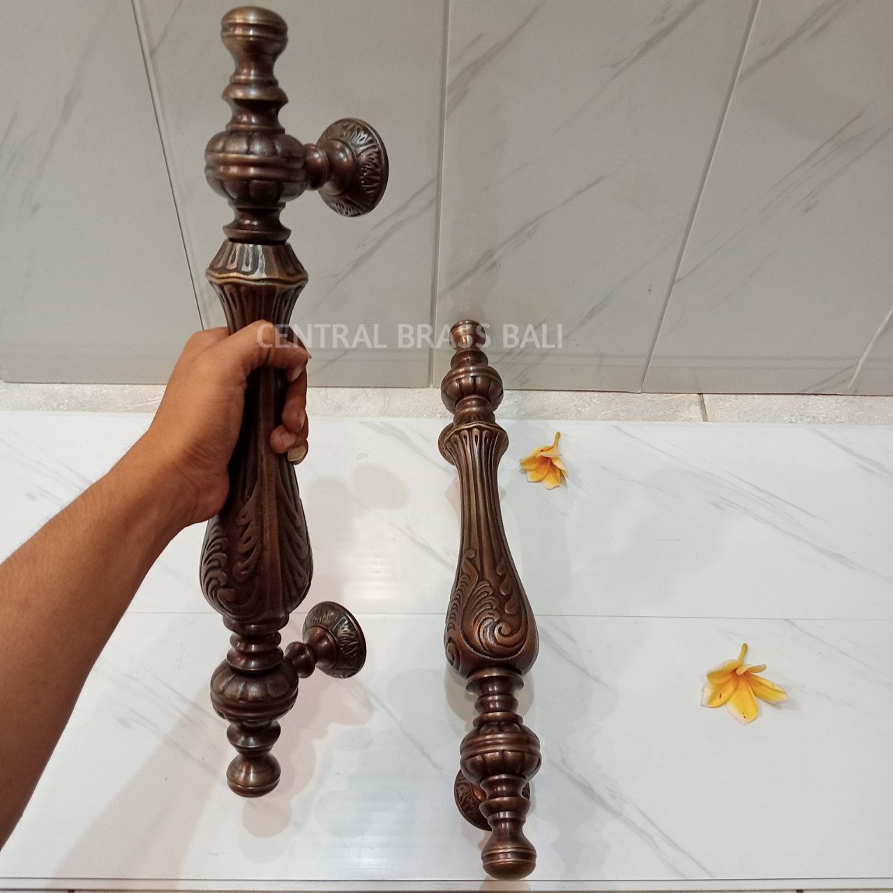 46 cm Ornate Vintage Main entry door handle, set of 2pcs (a pair)