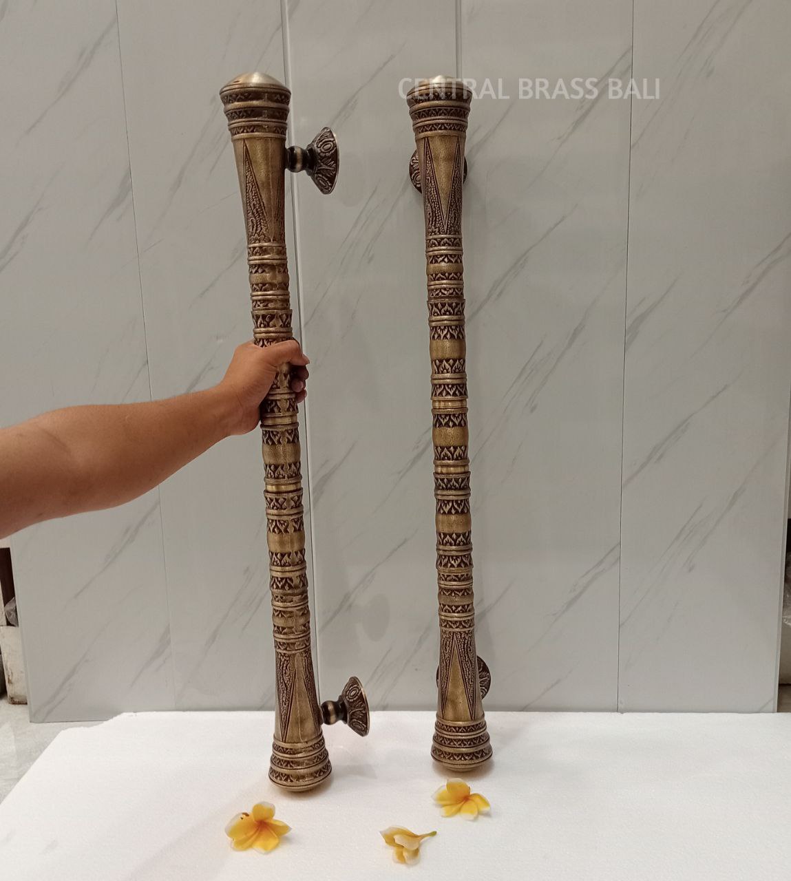 80 cm leafs gada Victorian Door Handles for Entry tool, set of 2pcs (a pair)