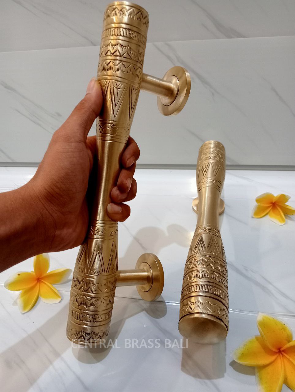 Egypt Gold polished door handles Pair (30 cm)