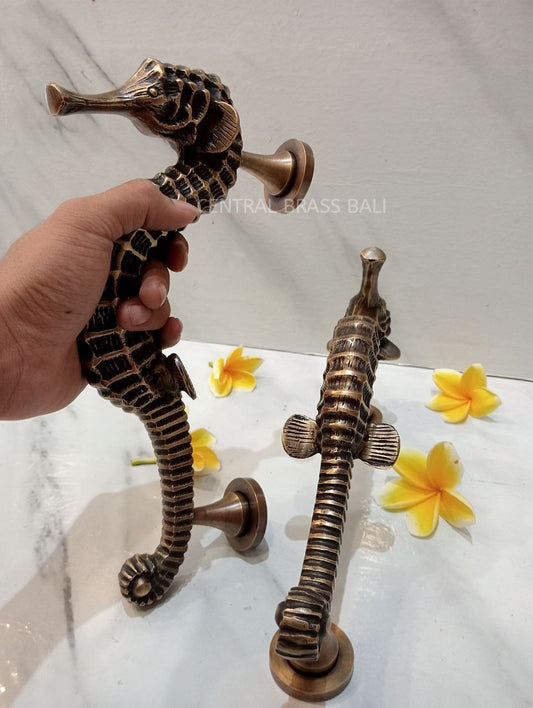 Seahose handles, Vintage Brass pull Pair