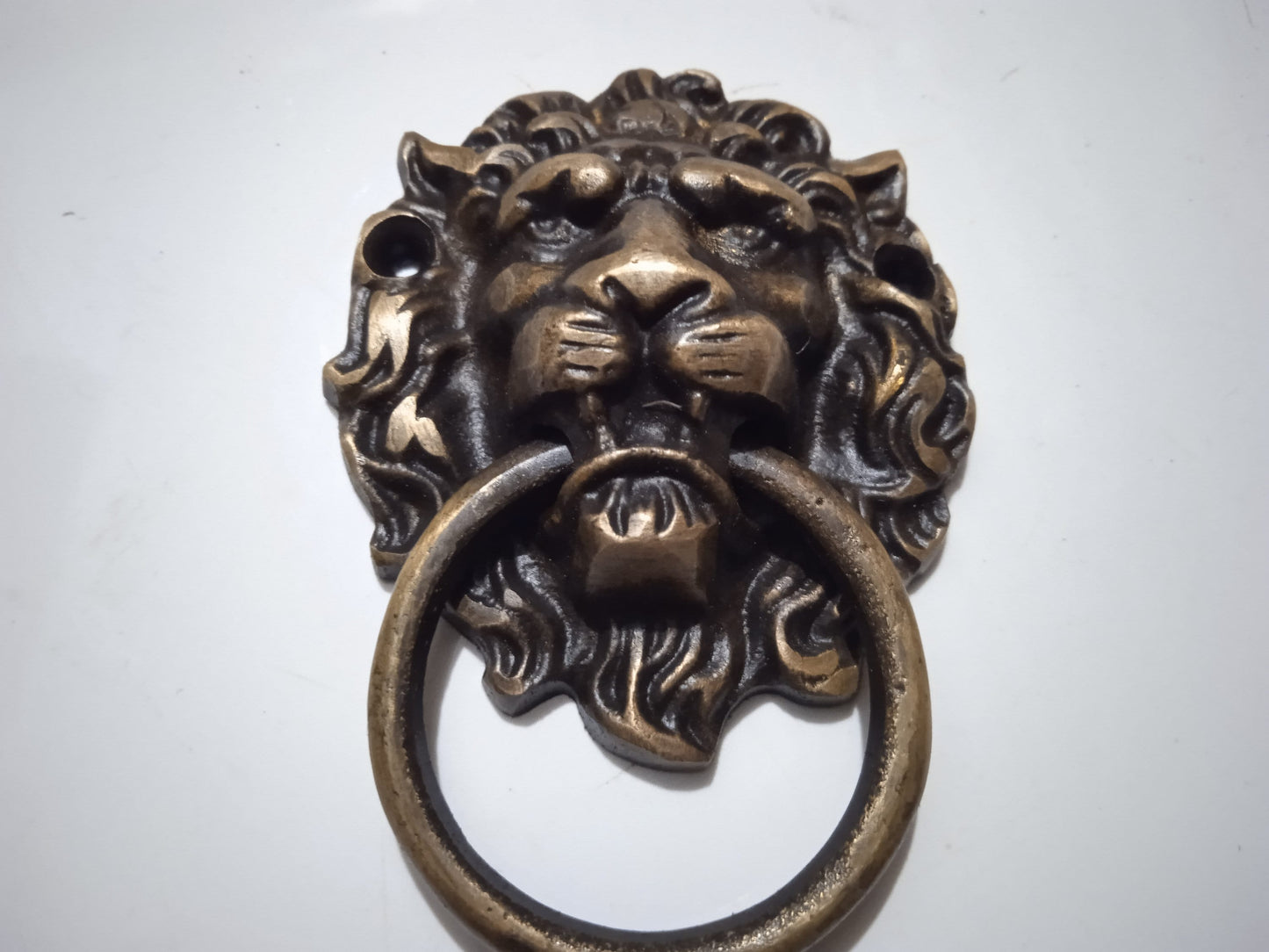 6 Antique Bronze Lion Head Drawer Pulls | Solid Brass, 2" Knobs