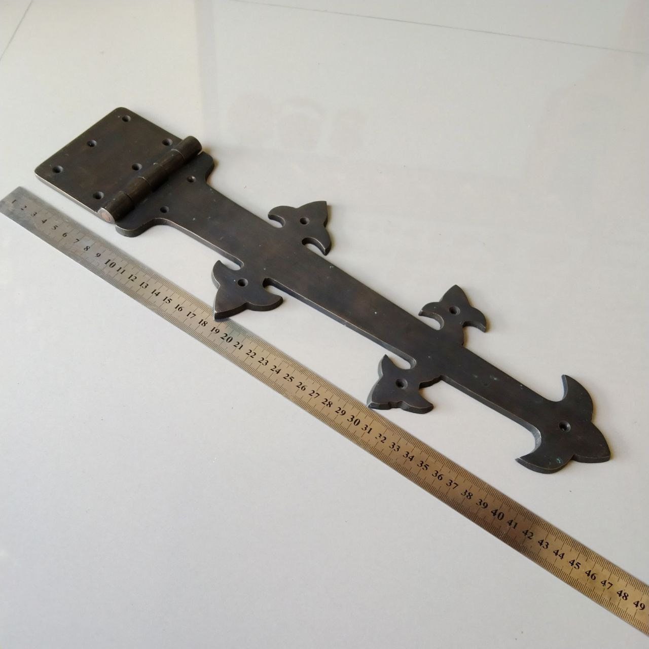 Antique Brass Fleur de Lis Gate Hinges, 44cm French Style (Set of 2)