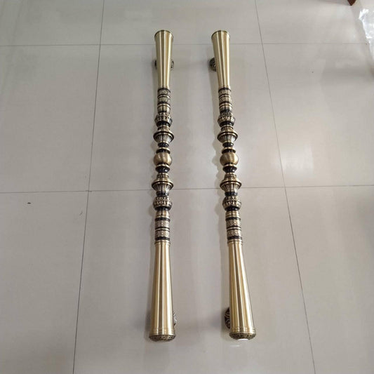 Pair Vintage Brass Door Handles, Long Entry Door Pulls, Antique Brass Hardware, European Style Door Handles, 39.37"