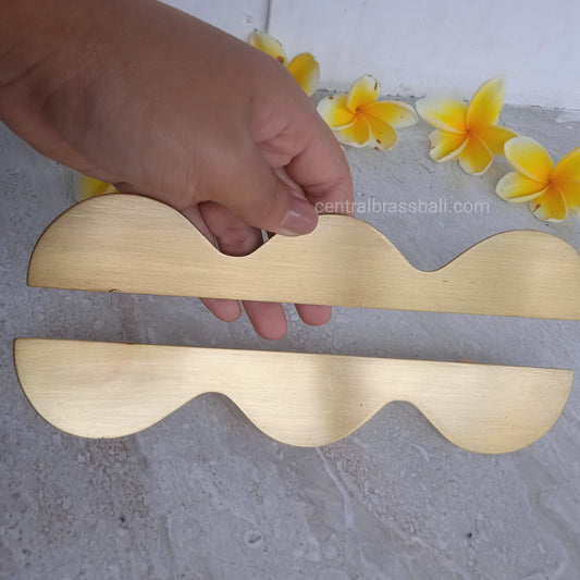 Set of 4 Pcs Brass Wiggle Handles, Minimalist Curved Cabinet Hardware (23cm)