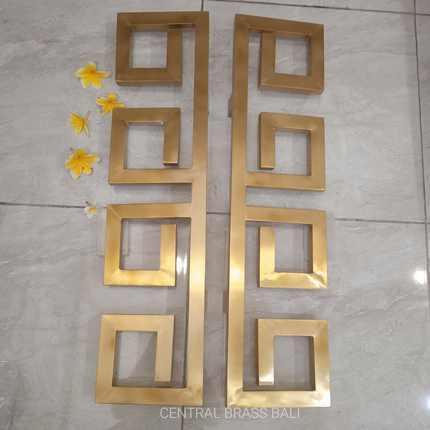 set of 2pcs Handmade Brass Door Handle, Unique Rectangular Pull (80cm)
