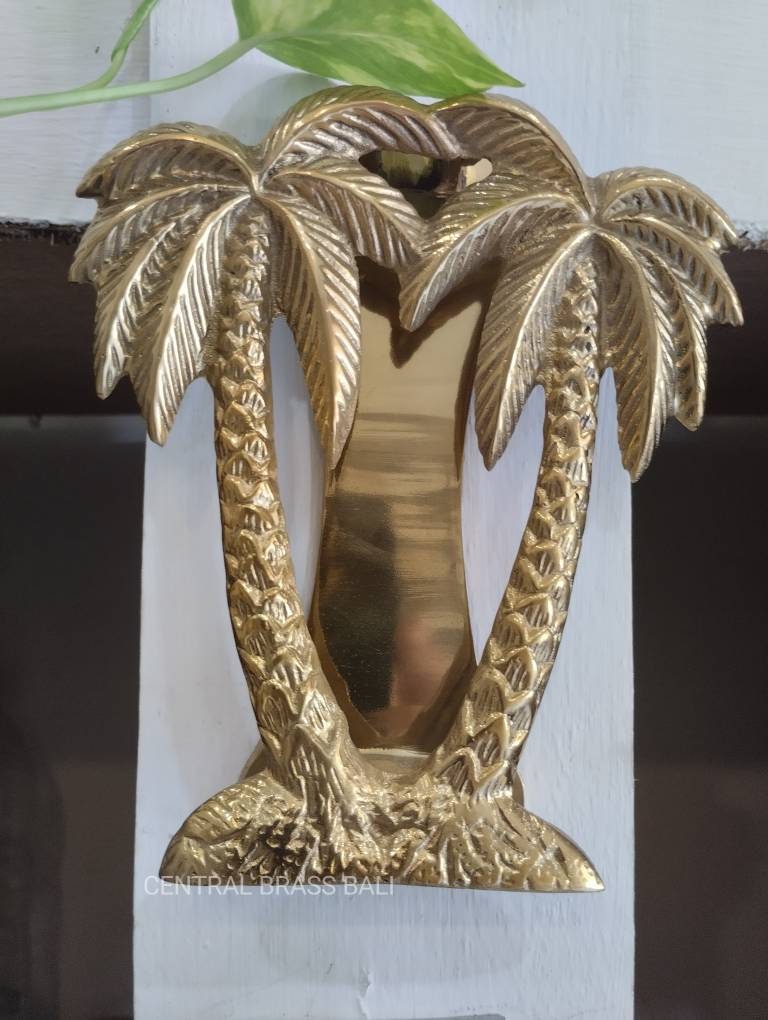 Golden Brass Palm Tree Door Knocker | Tropical Boho Decor