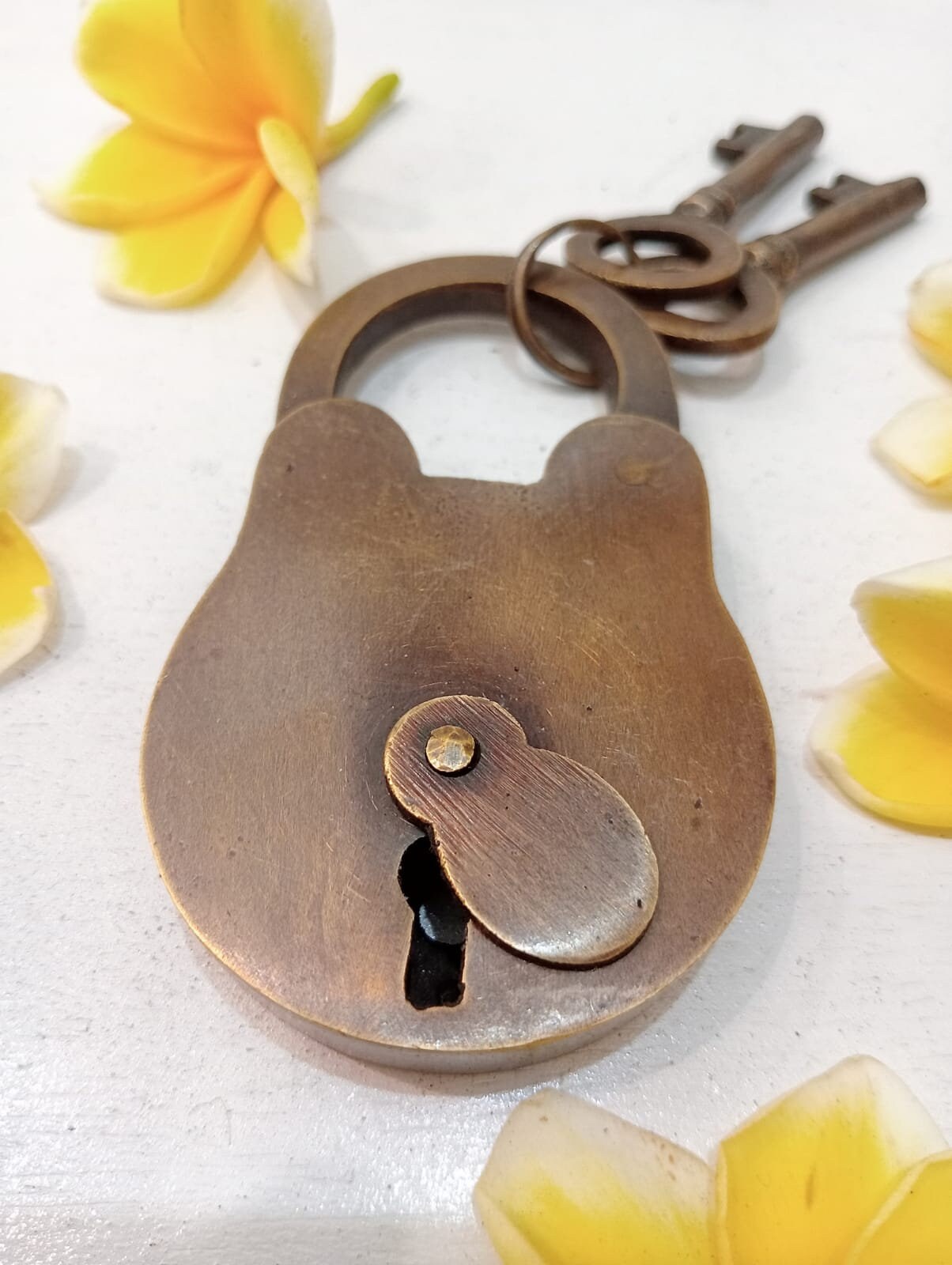 set of 2 pcs Antique Brass Padlock, Solid Brass, Home Security Lock with Keys