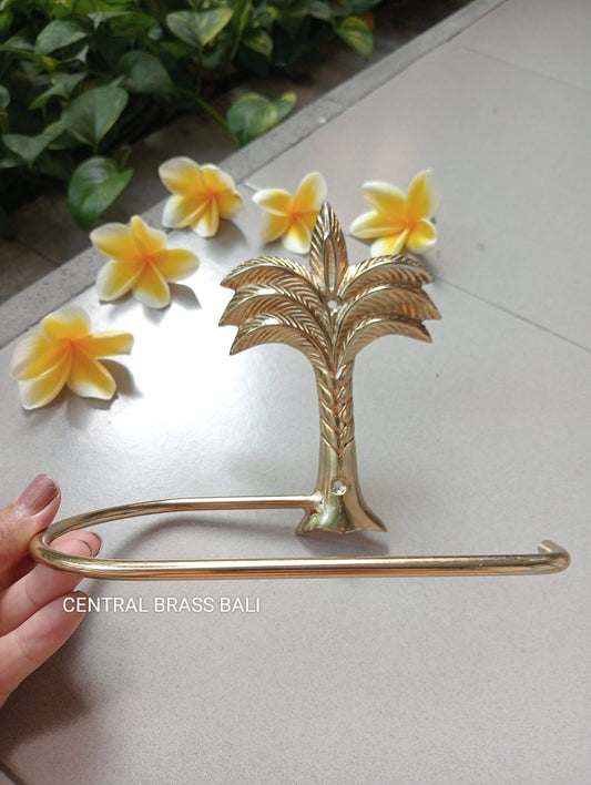 Vintage Brass Palm Tissue Holder Set of 2, Tropical Bathroom Decor, Solid Brass Toilet Paper Holder, Gold Palm Leaf Hardware