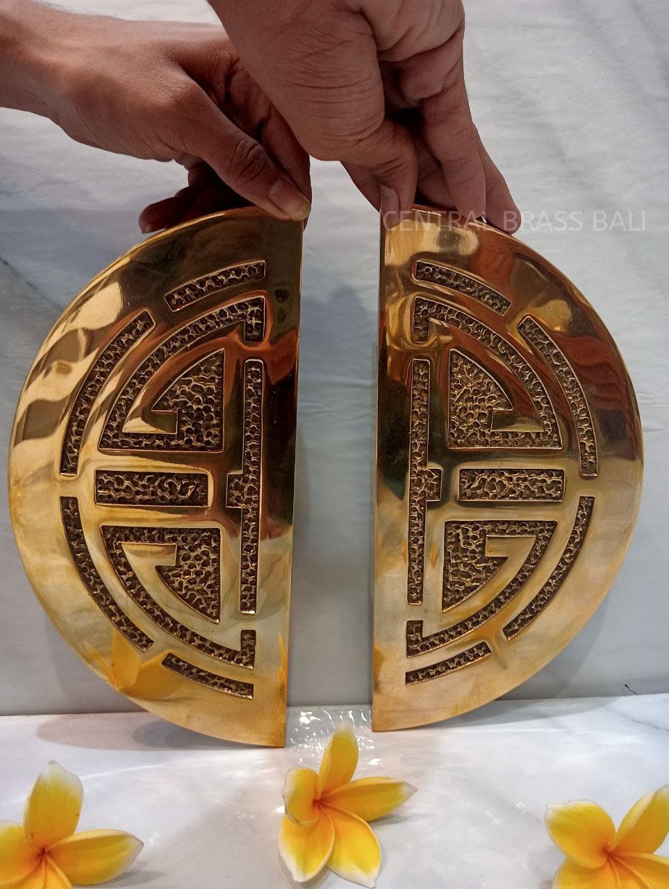Gold Brass French Door Handle Pair, Classic Entryway Pulls