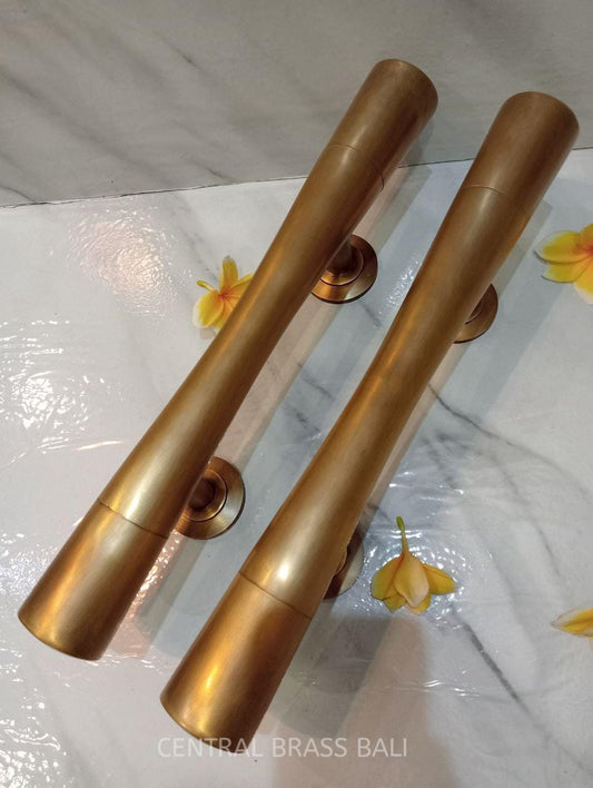 Antique Brass Door Handle Set, French Entryway, 15.74" set of 2