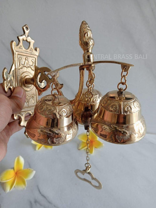 1x pcs Vintage Solid Brass 3-Bell Door Chime | Shopkeeper's Bell
