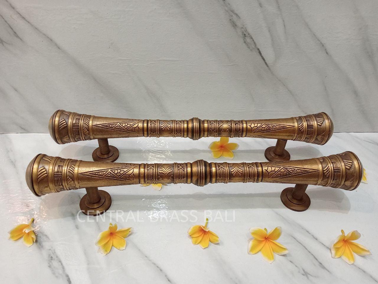Victorian Solid Brass Door Handle Pair, 22.4" Main Entry Door Pulls