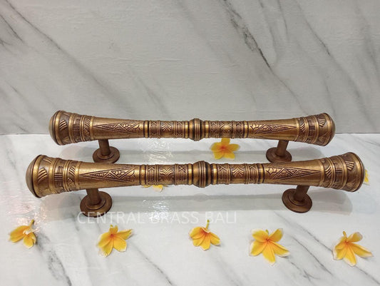 Victorian Solid Brass Door Handle Pair, 22.4" Main Entry Door Pulls