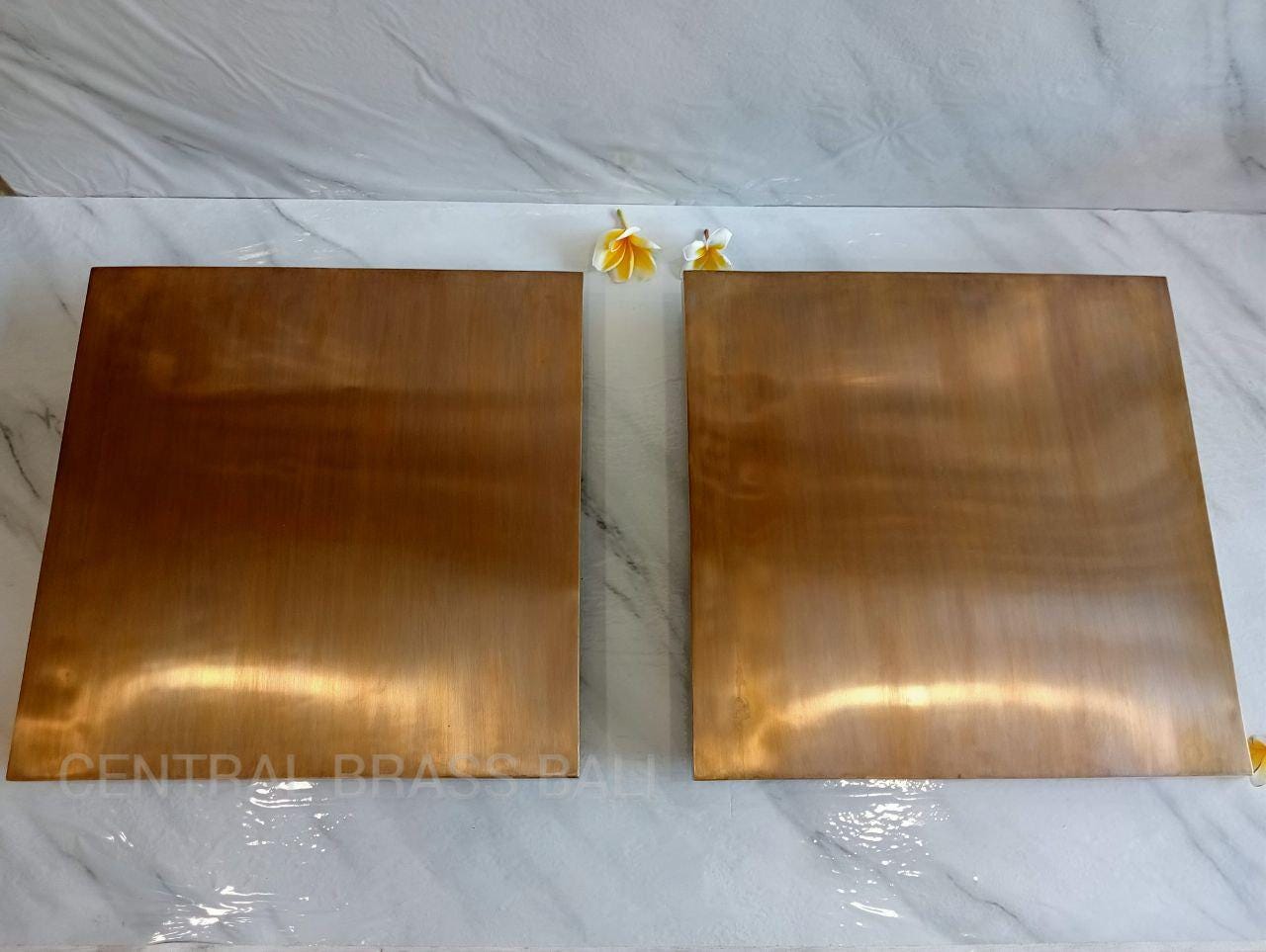 Pair Antique Brass Door Handles, Plain Rectangular Pulls, Solid Brass Entry Door Hardware, Minimalist Design