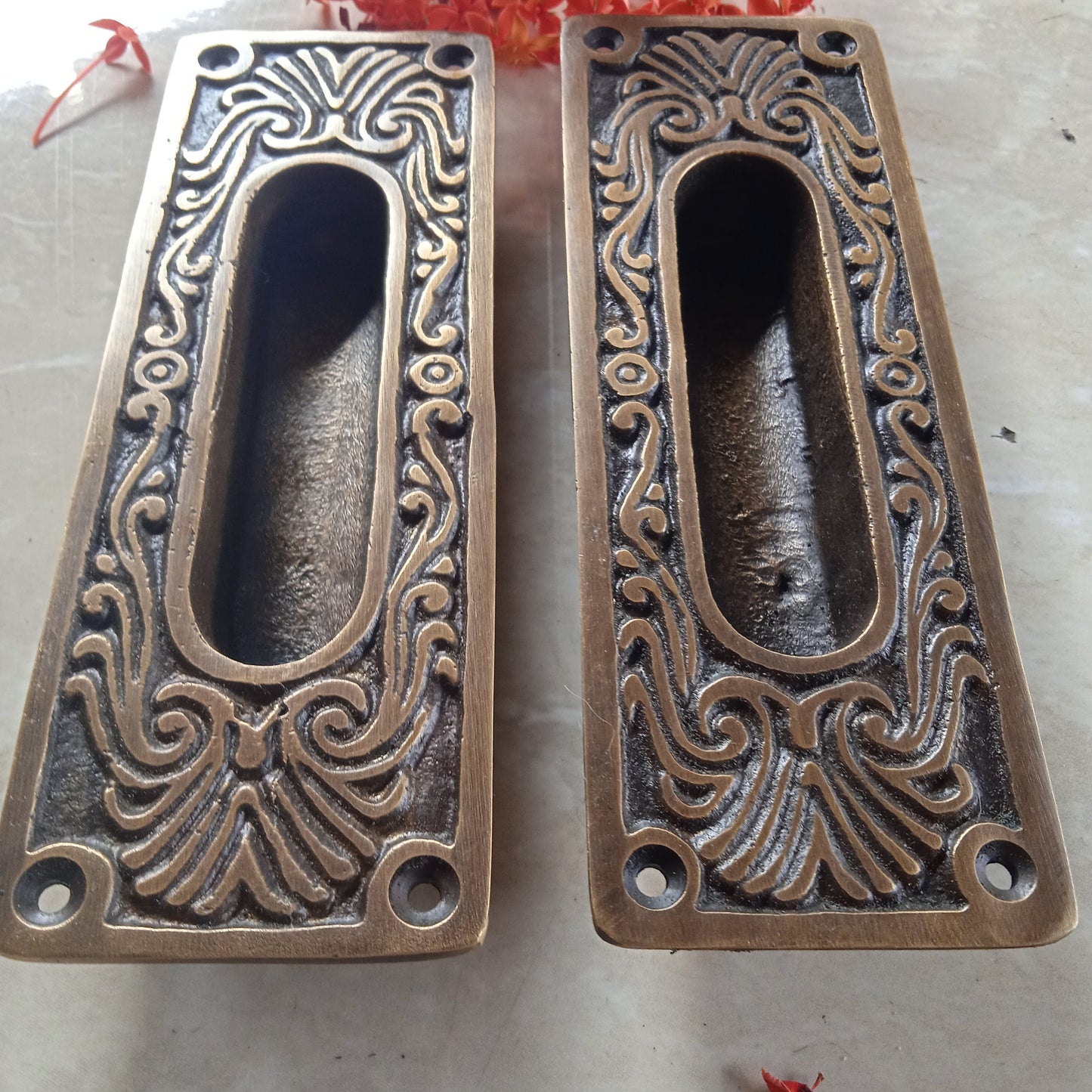 set of 4 pcs Solid Brass Sliding Door Pull | Cabinet Drawer Handle