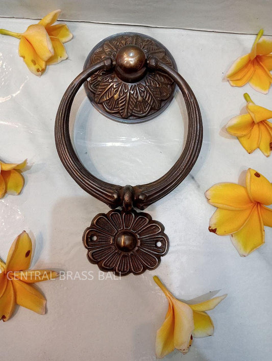 Vintage Solid Brass Flower Door Knocker | Home Decor