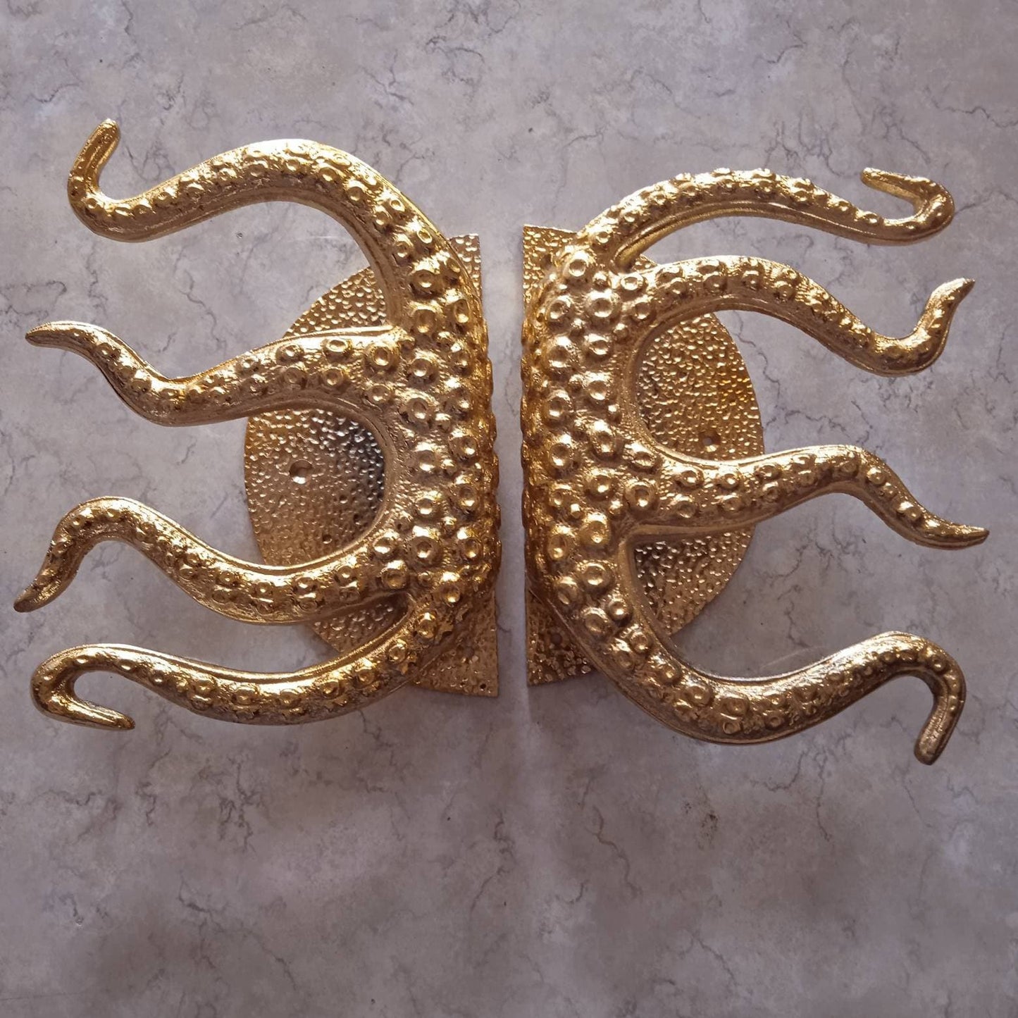 Octopus Tentacle Door Handle (2 pc) | Kraken Brass Sculpture Decor