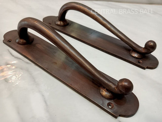 Antique Brass Door Handle Set, French Vintage Door Pull, Solid Brass Entry Door Handle, main entry door Hardware, 10.6 Inch