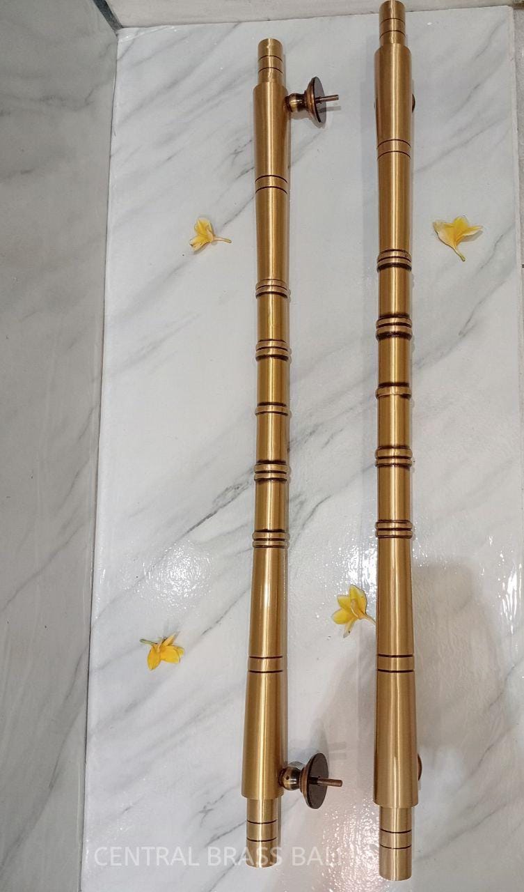 Brass Bamboo Style Door Pull Handle, Entry Door, 110cm (2pcs)