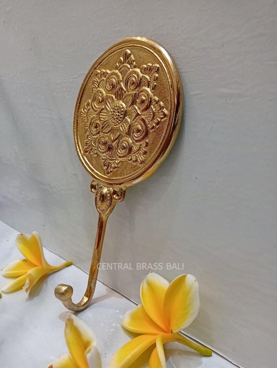 Set of 3 Floral Brass Wall Hooks, 7.08" Home Decor