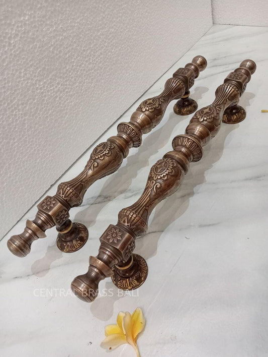 Victorian Brass Door Handle Set, 20.66" Classic Door Pulls
