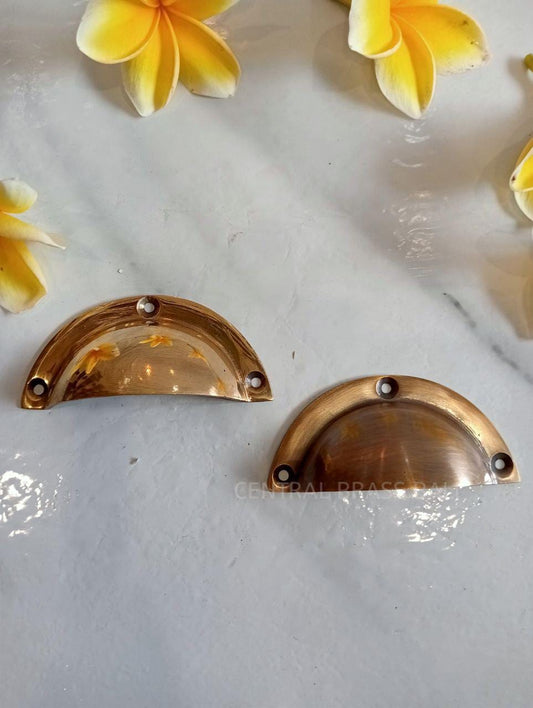 10x Solid Brass Half Round Knob | Vintage Drawer Pull