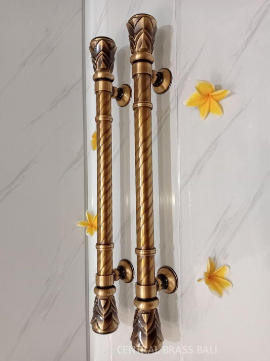 Pair Pineapple Brass Door Handle  (60cm) | Vintage Entryway Hardware