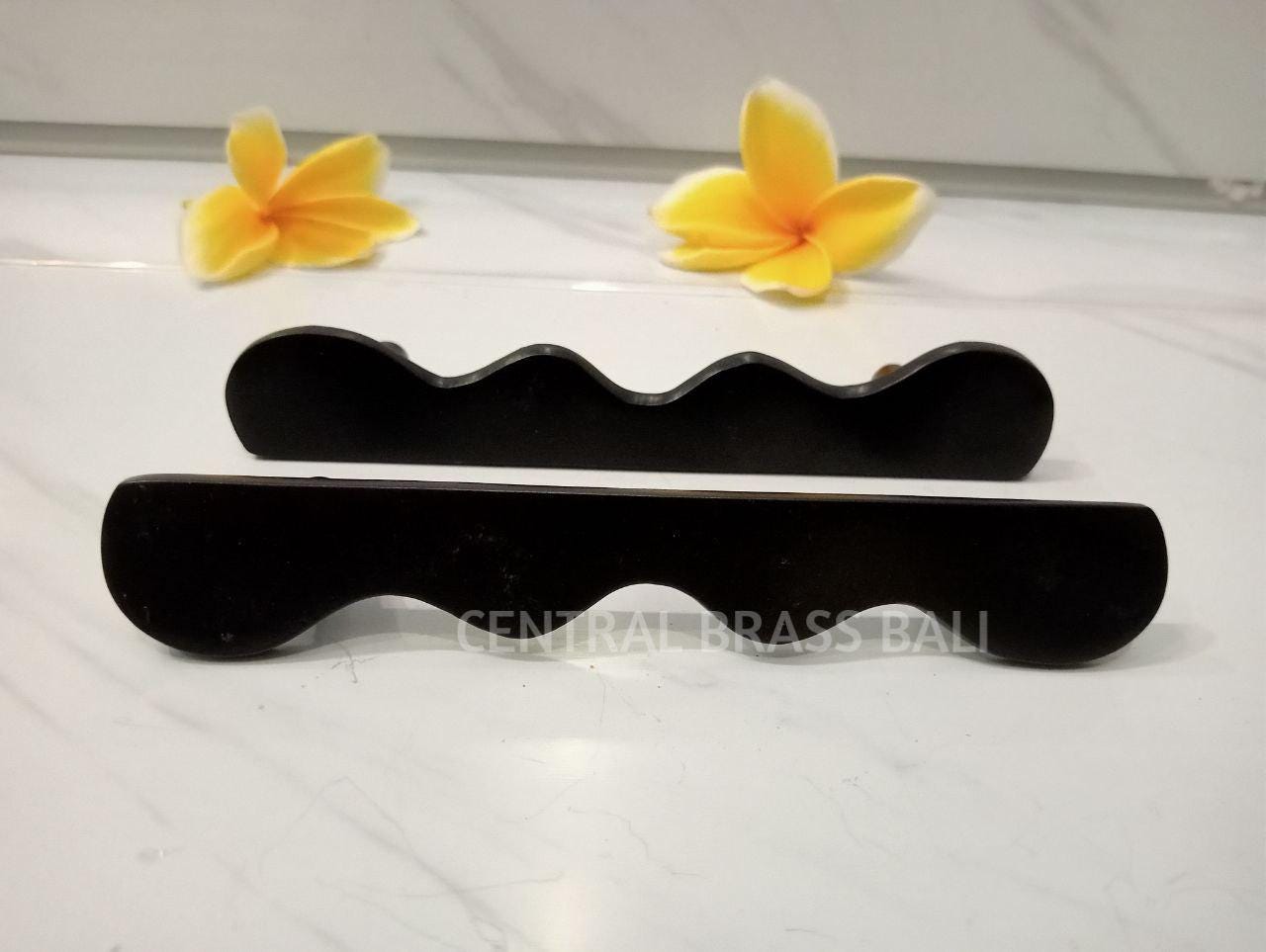set of 4pcs Black Wiggle Brass Cabinet Handles, Drawer Pulls, 15cm