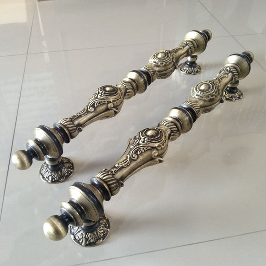 2pcs Luxor Brass Victorian Door Handles | Vintage Entry Door Pulls