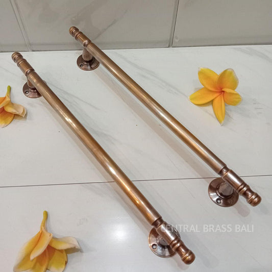 Vintage Brass Cabinet Handles Set of 4, Plain Drawer Pulls, Solid Brass Furniture Hardware, 31cm Long Cabinet Door Handles