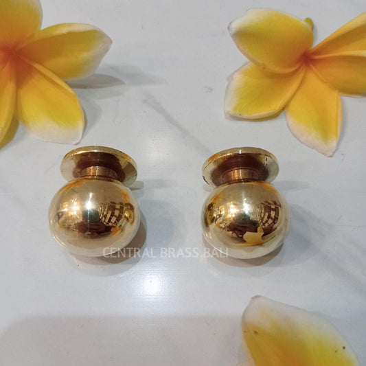 Set of 10 Solid Brass Round Cabinet Knobs, Polished Gold Drawer Pulls, Minimalist Kitchen Hardware, Modern Furniture Knobs