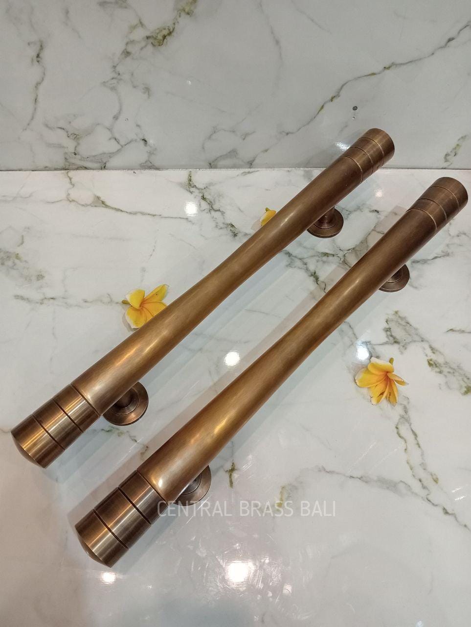 Antique Brass Door Handle 60cm | Solid Brass Entry Door Pull | Modern Main Entrance Handle | Luxury Front Door Hardware | Set of 2