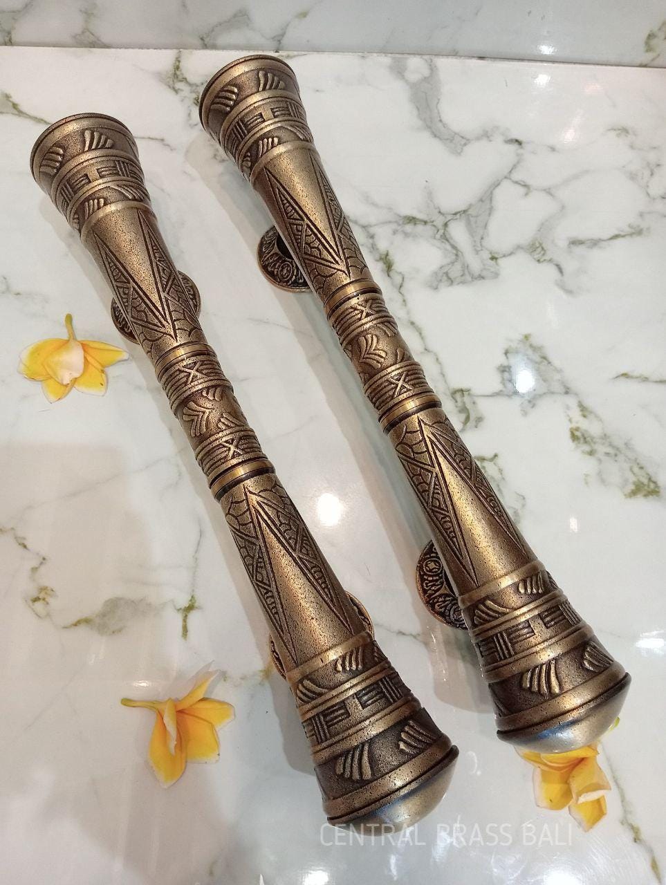 Set of 2pcs 45cm Solid Brass Victorian Door Handle Pulls antique
