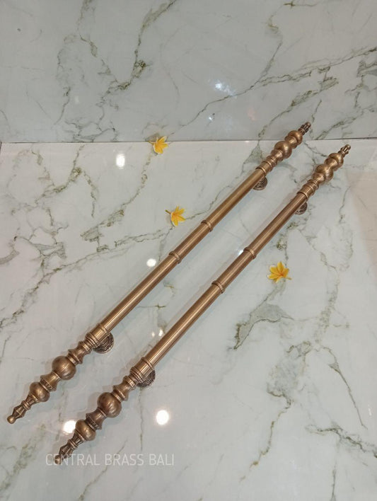 2xpcs 112cm Victorian Solid Brass Door Handles | Entry Pulls