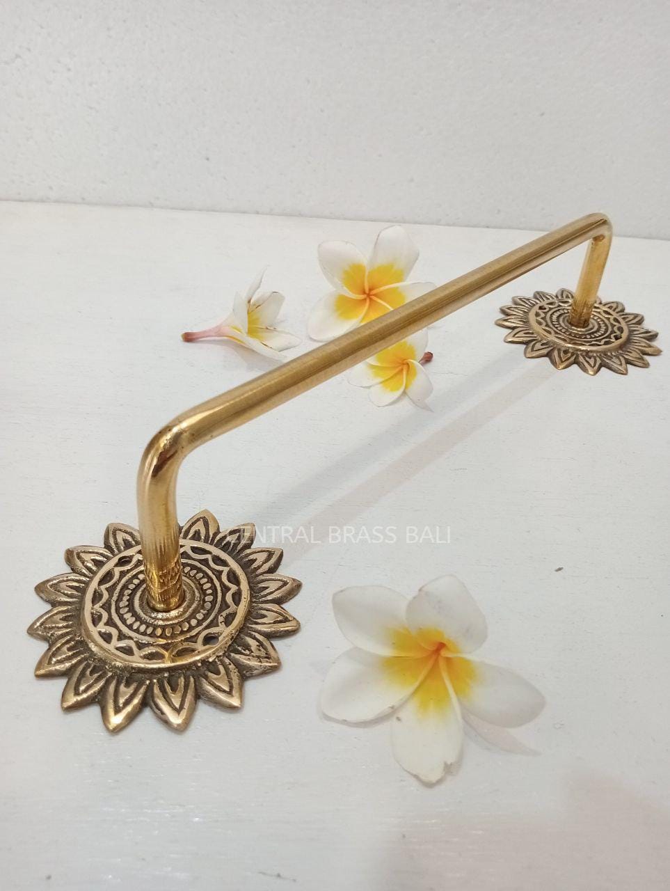 Floral Brass Kitchen Towel Rail – 2PCS 30cm Hand Towel & Napkin Holder